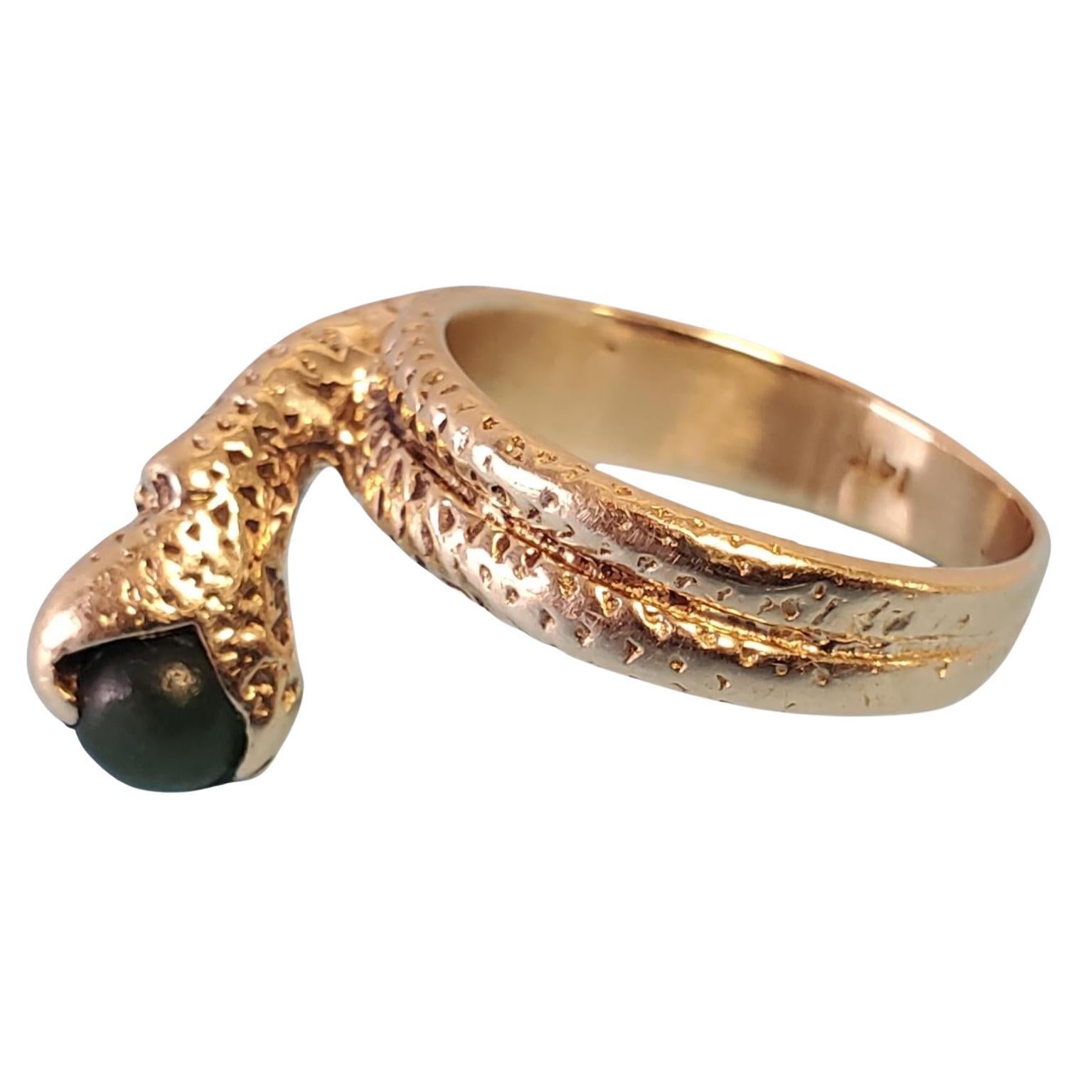 Vintage Old Snake Ring 14k Yellow Gold Signed Kimberly For Sale