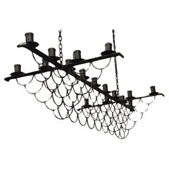 Antique Old World 17-light statement French Provincial Wrought Iron Chandelier