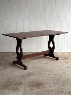 Vintage Old World Architectural Oak Trestle Dining Table