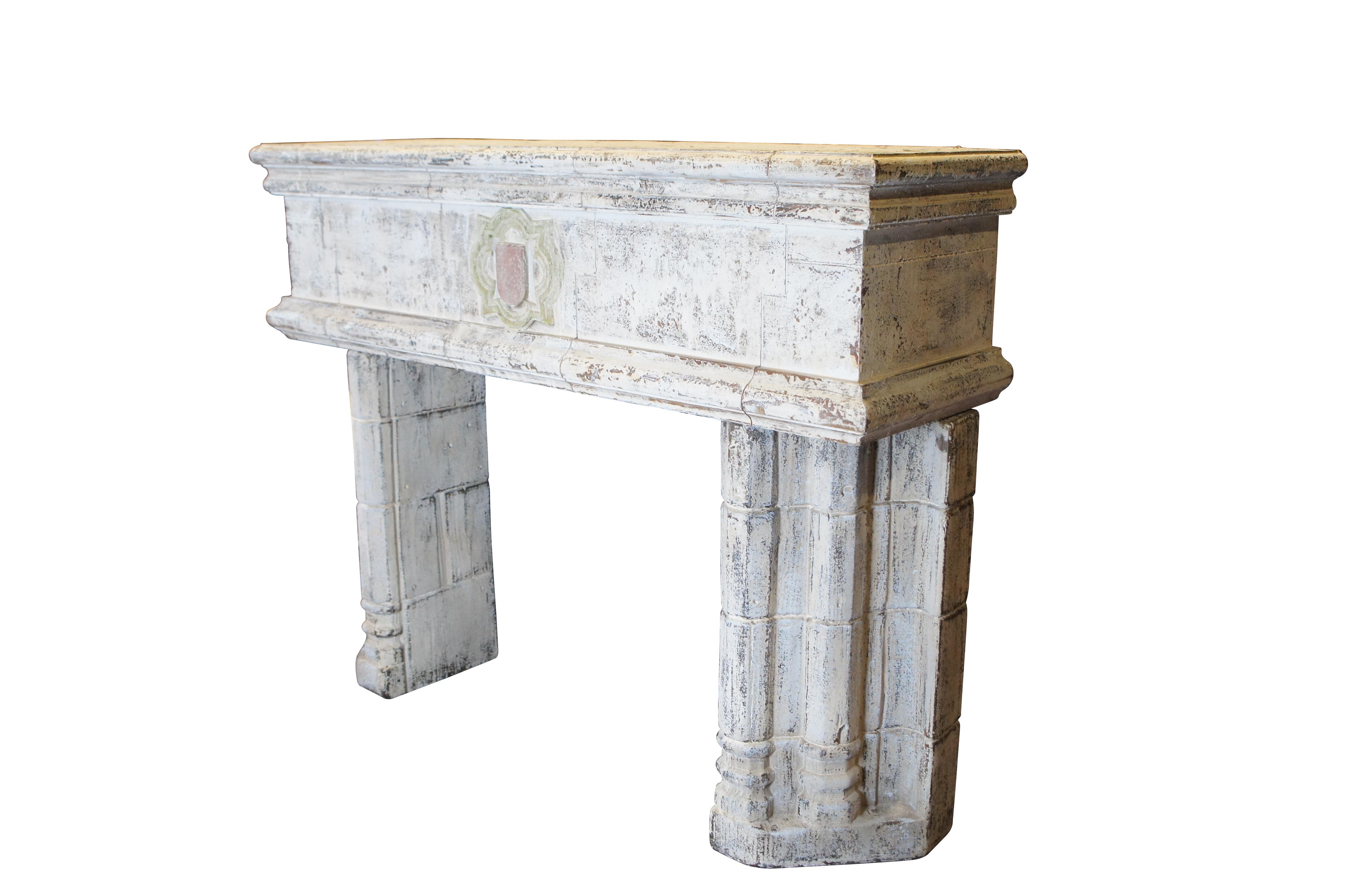 Vintage Old World Distressed Resin Fireplace Mantel Dry Bar Sideboard 56
