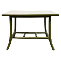 Vintage-Beistelltisch oder Beistelltisch im Chinoiserie-Stil in Olivgrün mit Bambusoptik