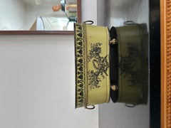 Vintage Olive Grün Neoklassische Tole Cache Topf, Made In Italy