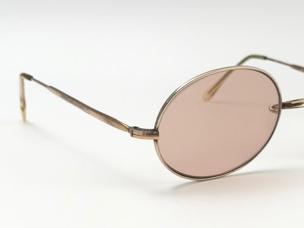 Women's Vintage Oliver Goldsmith 1960'S Sharon Tate Oval Gold Frame England Sunglasses For Sale