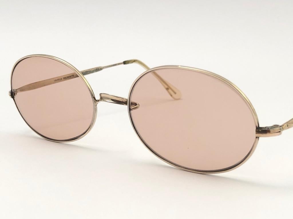 Vintage Oliver Goldsmith 1960'S Sharon Tate Oval Gold Frame England Sunglasses For Sale 1