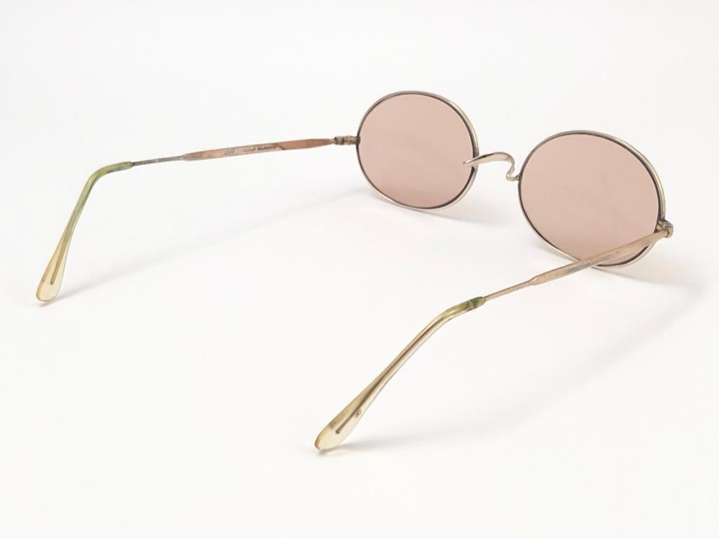 Vintage Oliver Goldsmith 1960'S Sharon Tate Oval Gold Frame England Sunglasses For Sale 2