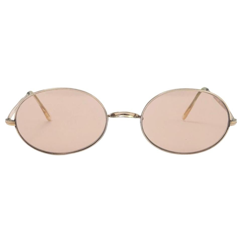 Vintage Oliver Goldsmith 1960'S Sharon Tate Oval Gold Frame England Sunglasses For Sale
