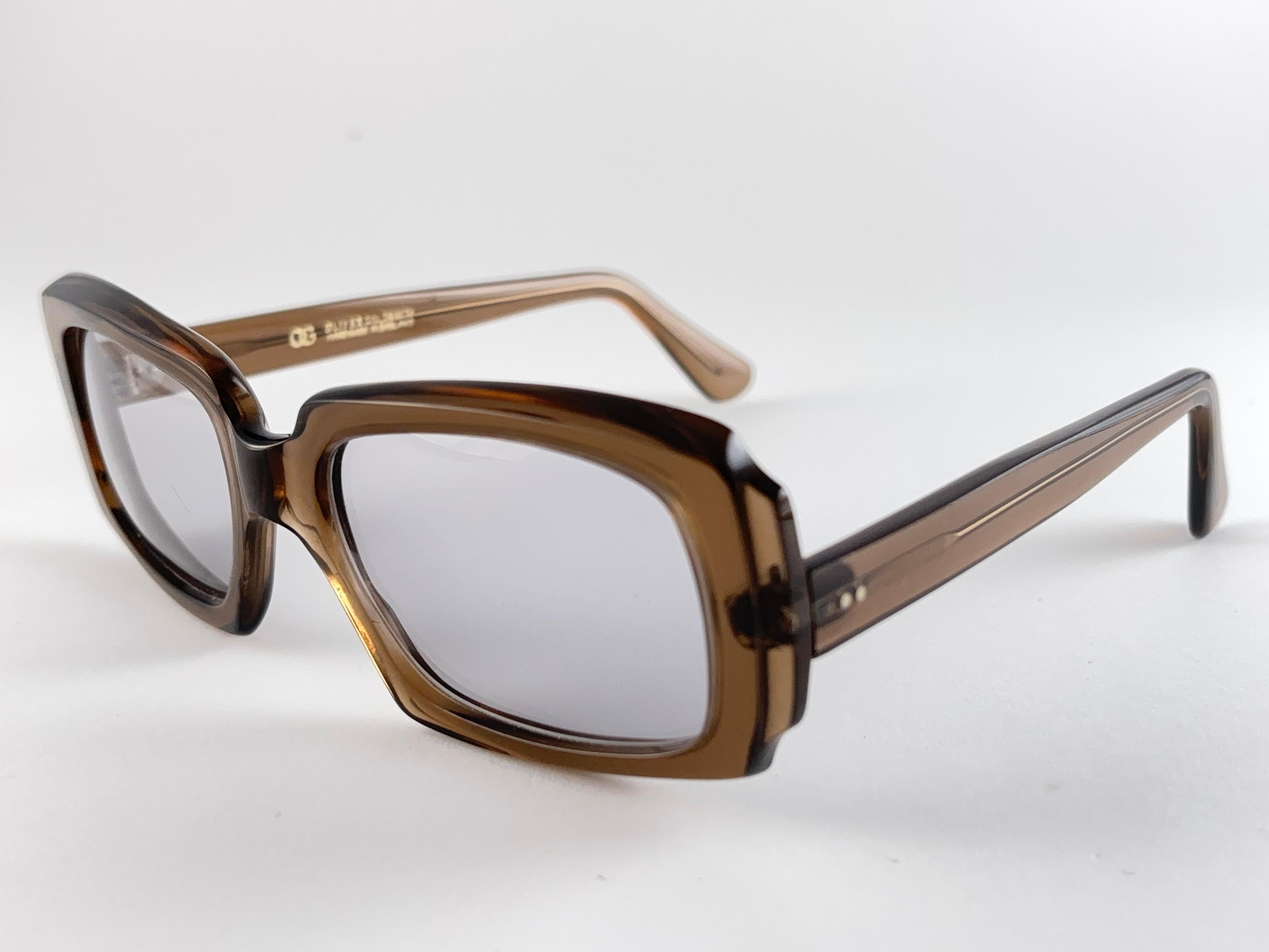 Vintage Oliver Goldsmith 60'S Medium Brown Wide Sunglasses England Made In New Condition For Sale In Baleares, Baleares