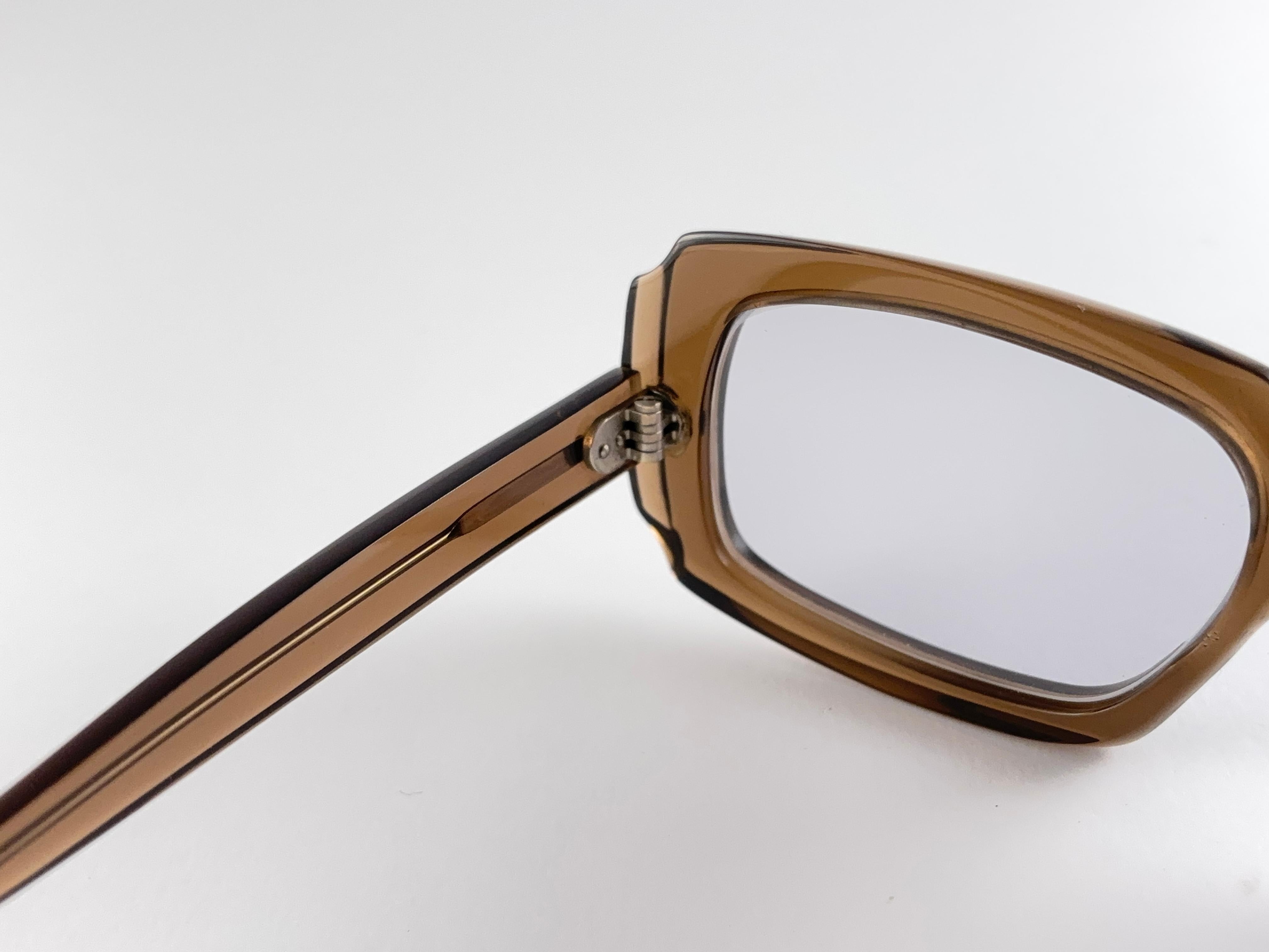 Vintage Oliver Goldsmith 60'S Medium Brown Wide Sunglasses England Made For Sale 1
