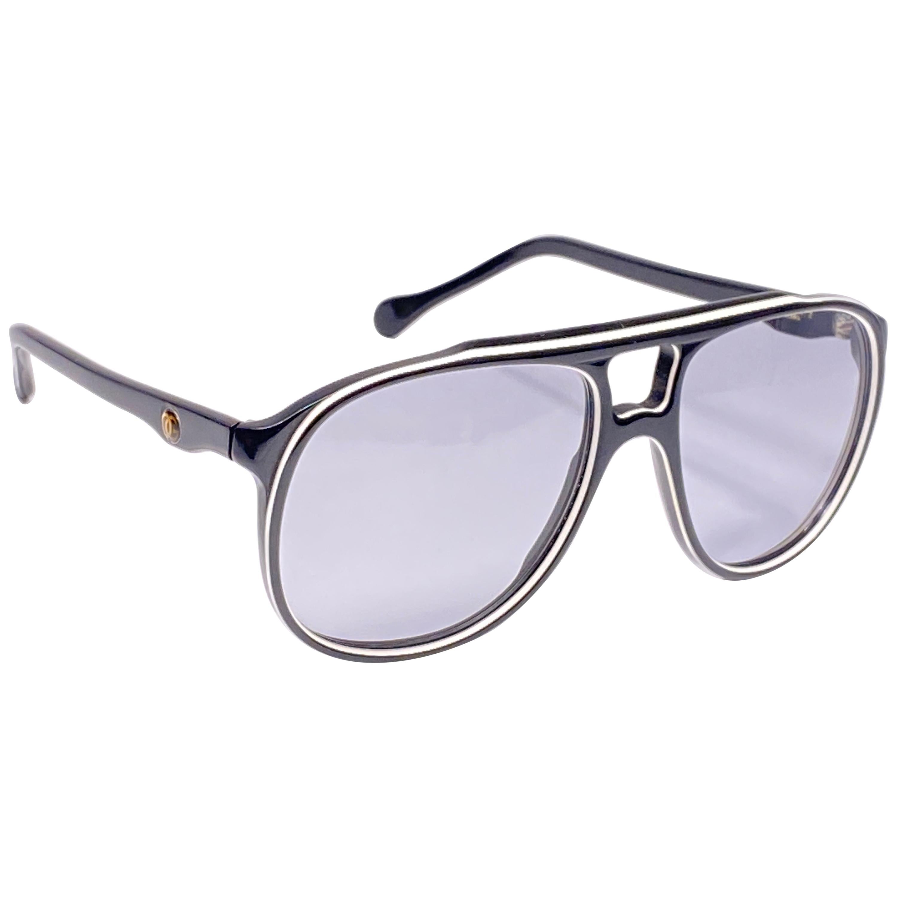 Oliver Goldsmith - Lunettes de soleil vintage surdimensionnées Ray 5721 noires, fabriquées en Angleterre en vente