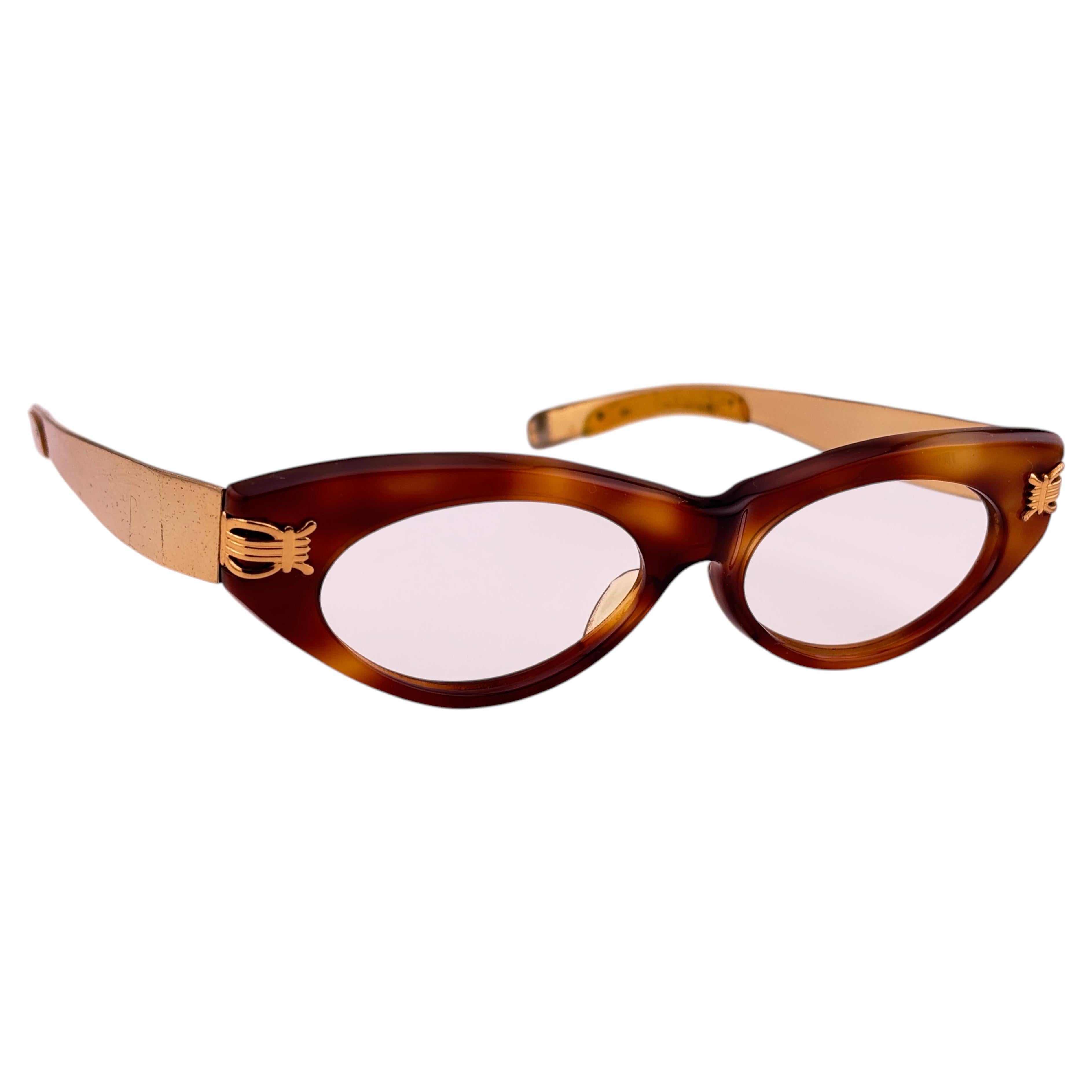 Vintage Oliver Goldsmith Cat Eye Light Tortoise Glasses 1960 Italy Made