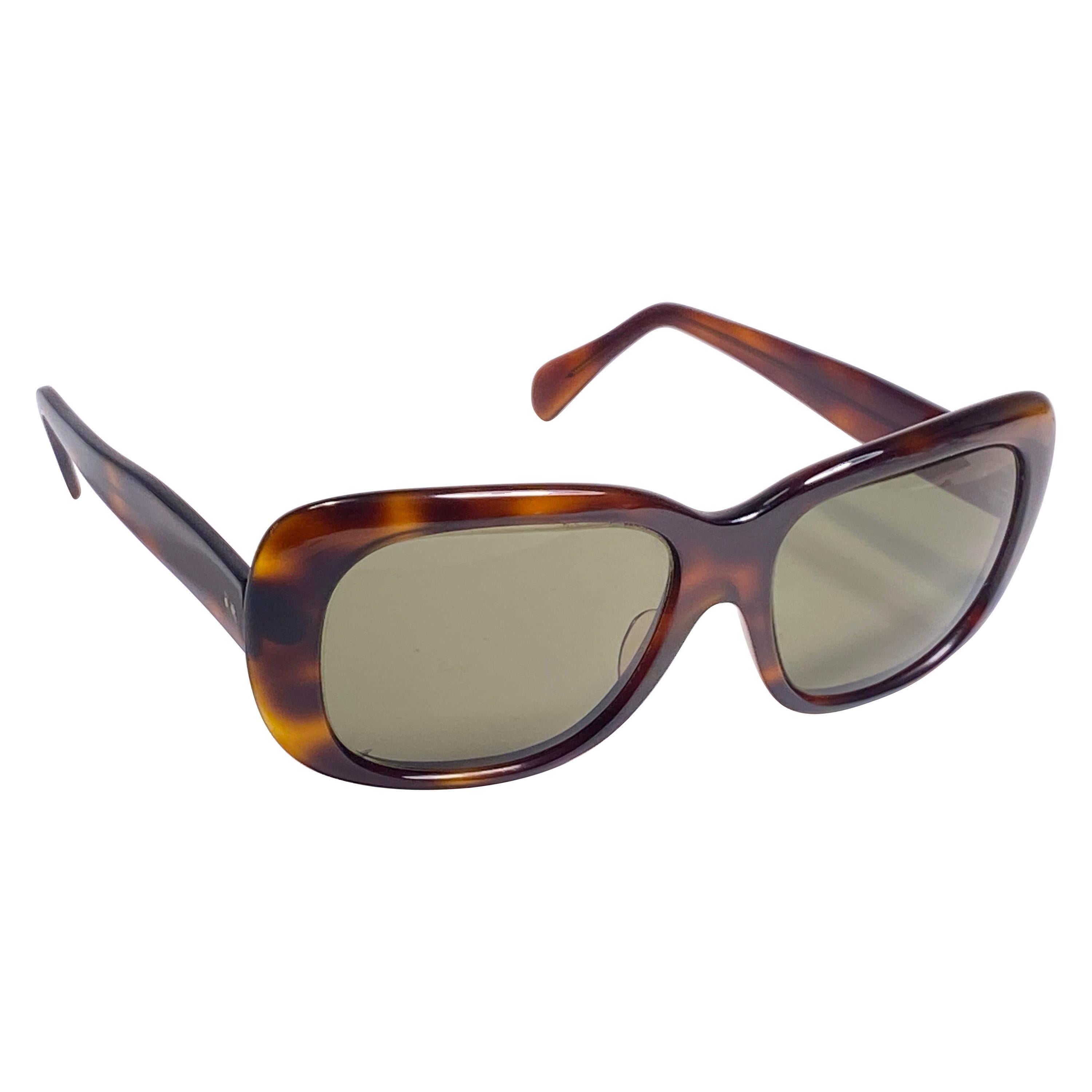 Occhiali da sole vintage Oliver Goldsmith tartaruga scura oversize 1970 Made in England