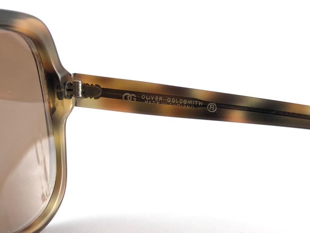 Women's Vintage Oliver Goldsmith Hampton Oversized Tortoise Made in England Sunglasses For Sale