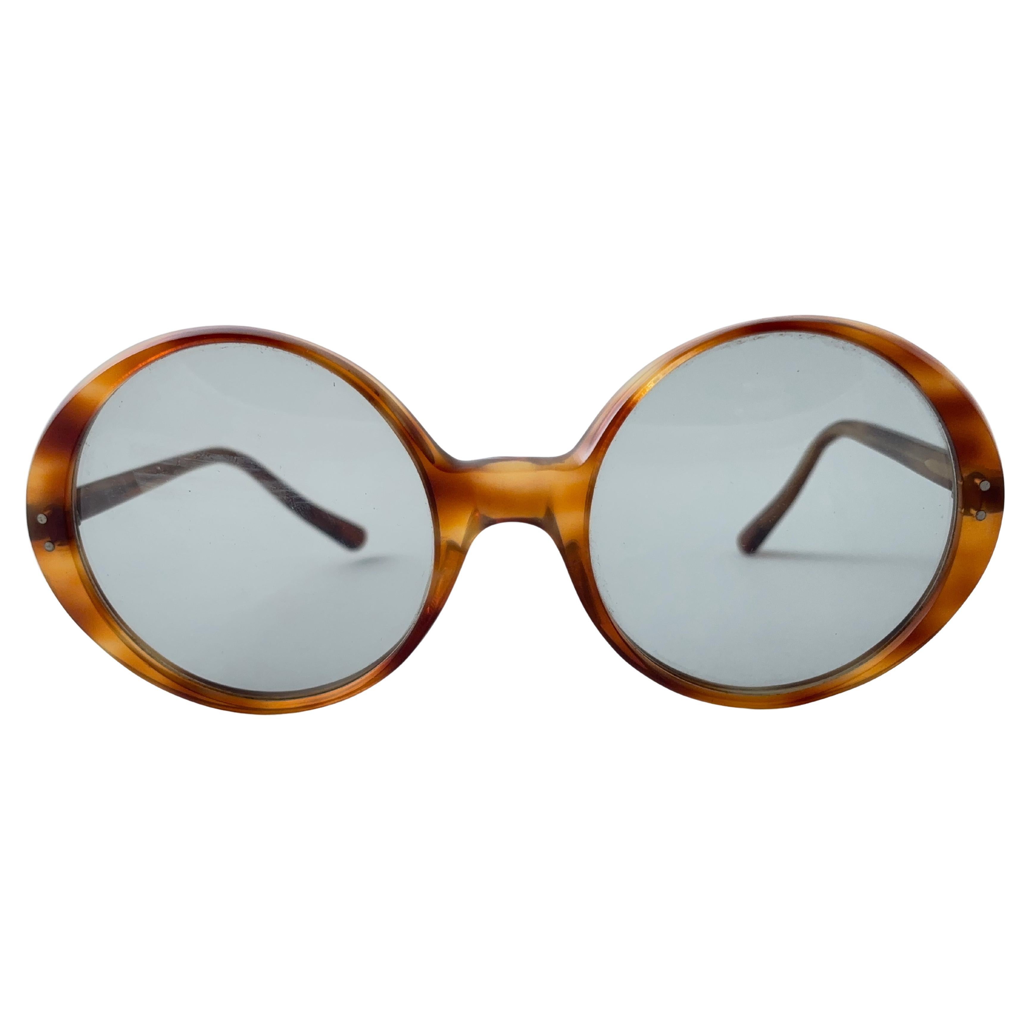 Vintage Oliver Goldsmith Round Light Tortoise Oversized 1970 England Sunglasses