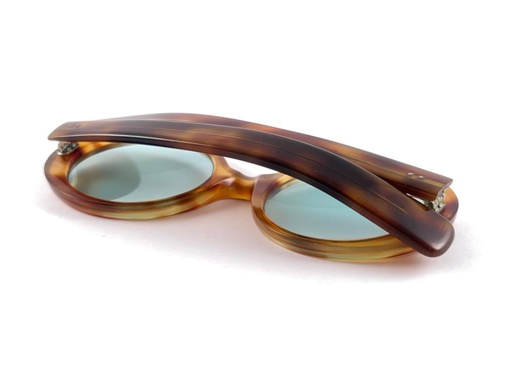 Vintage Oliver Goldsmith Round Thick Tortoise Oversized 1970 England Sunglasses For Sale 5