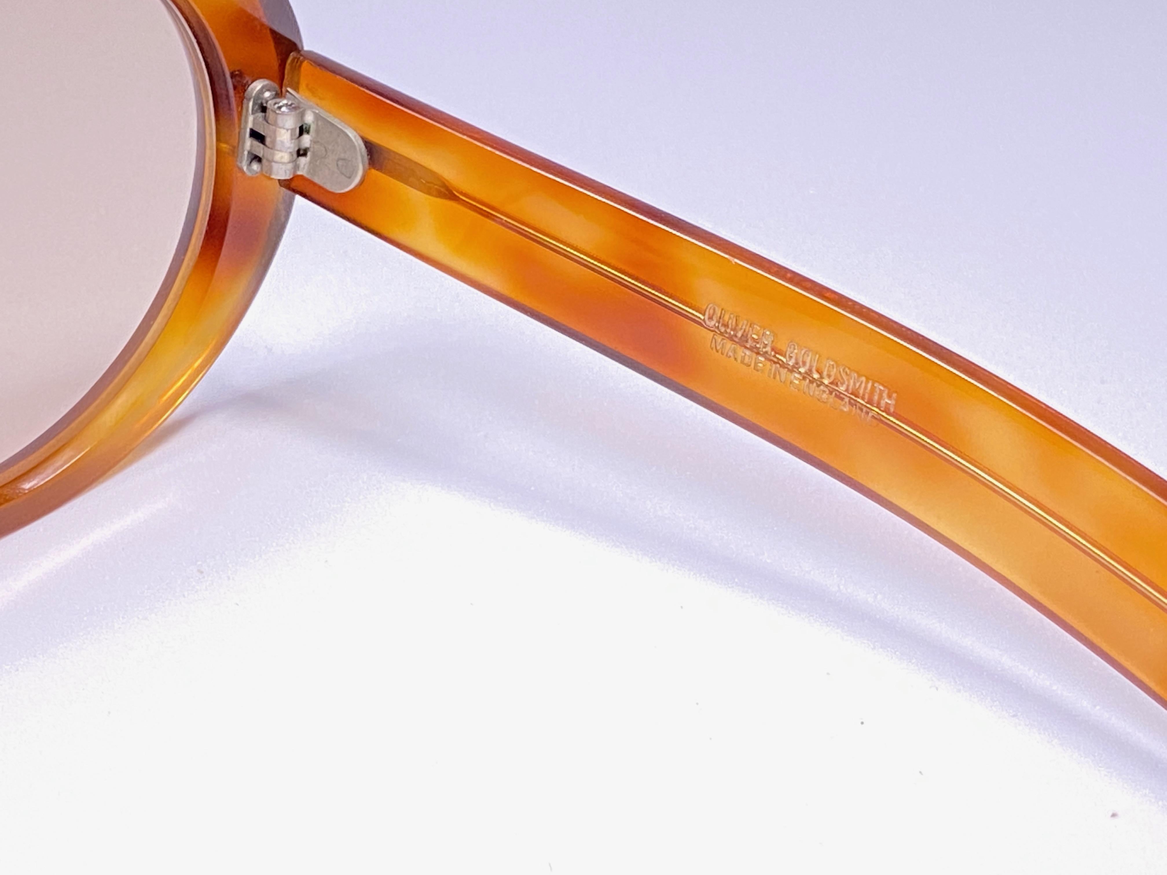 Women's Vintage Oliver Goldsmith Round Thick Tortoise Oversized 1970 England Sunglasses For Sale