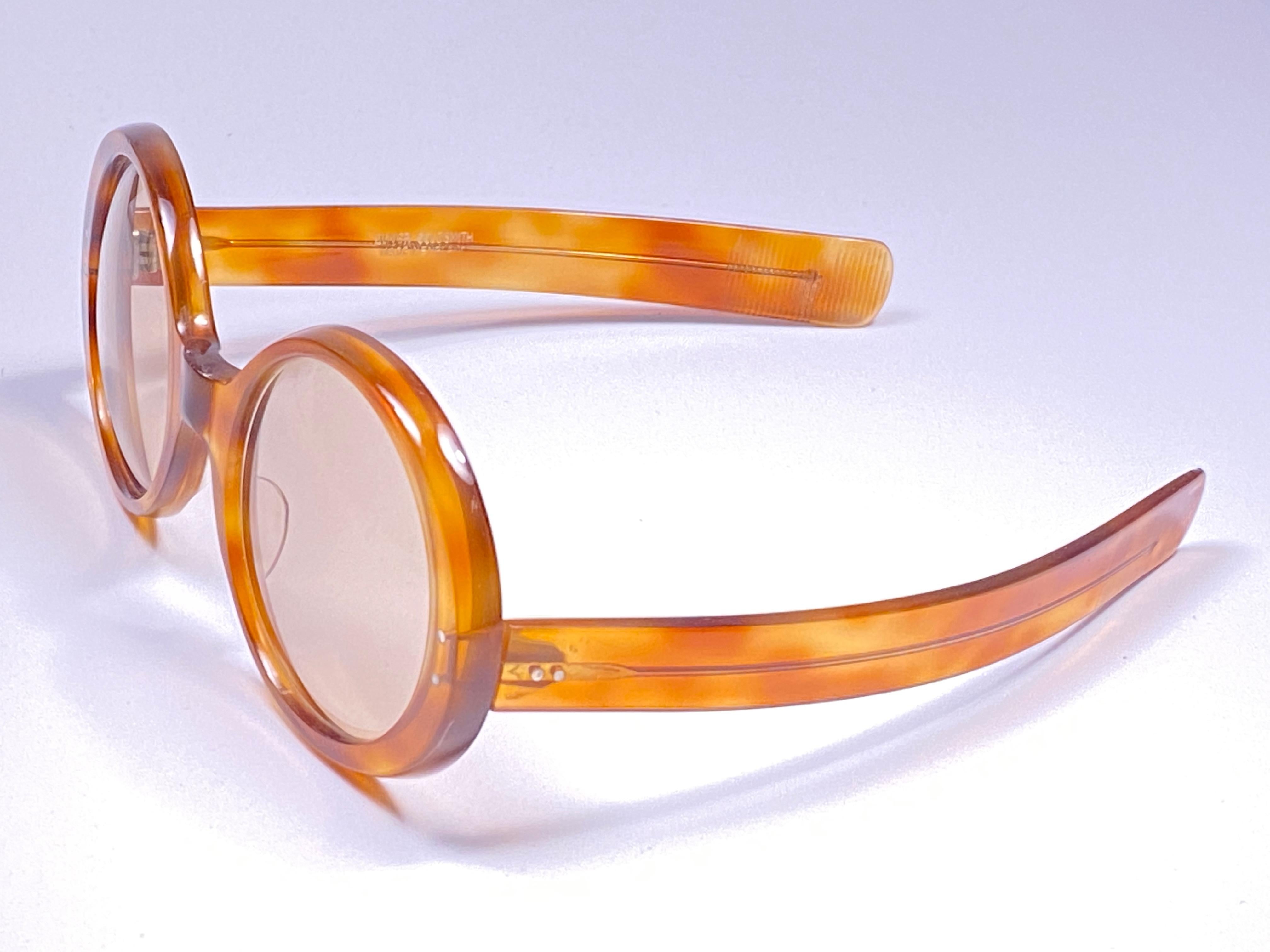 Vintage Oliver Goldsmith Round Thick Tortoise Oversized 1970 England Sunglasses For Sale 1