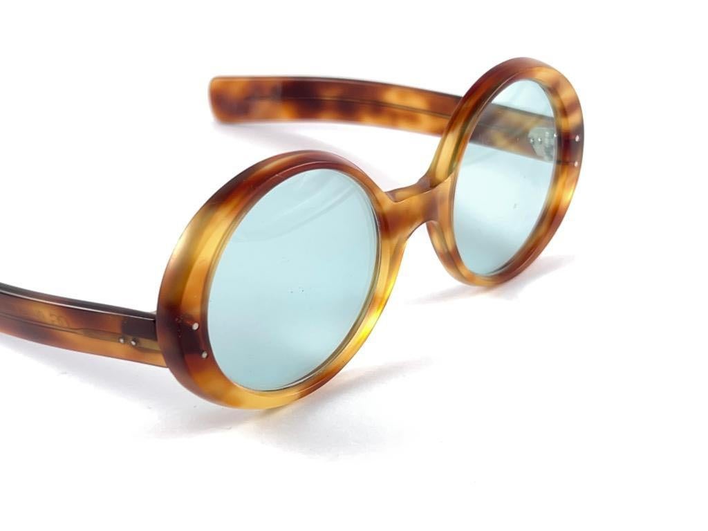 Vintage Oliver Goldsmith Round Thick Tortoise Oversized 1970 England Sunglasses For Sale 2
