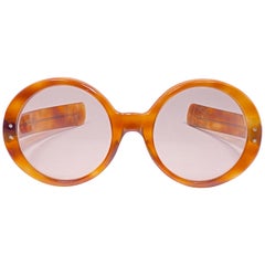 Oliver Goldsmith - Lunettes de soleil anglaises vintage surdimensionnées en épaisse écaille de tortue ronde, années 1970