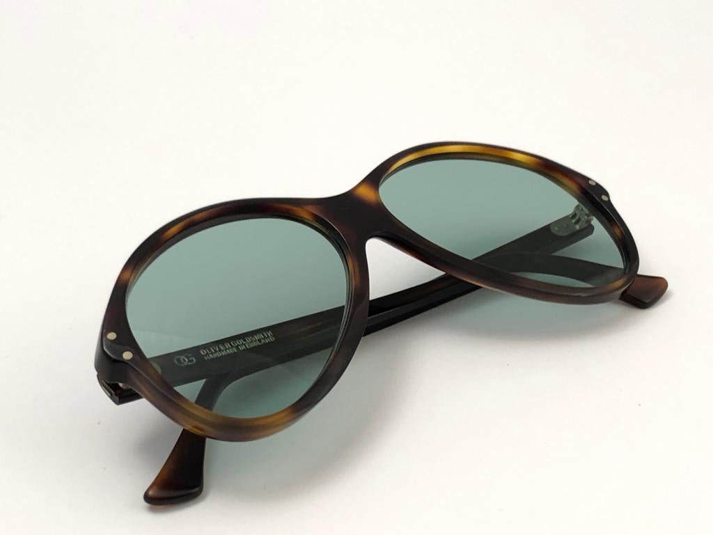 Vintage Oliver Goldsmith Tortoise Oversized Flat Lens Made in England Sunglasses For Sale 2