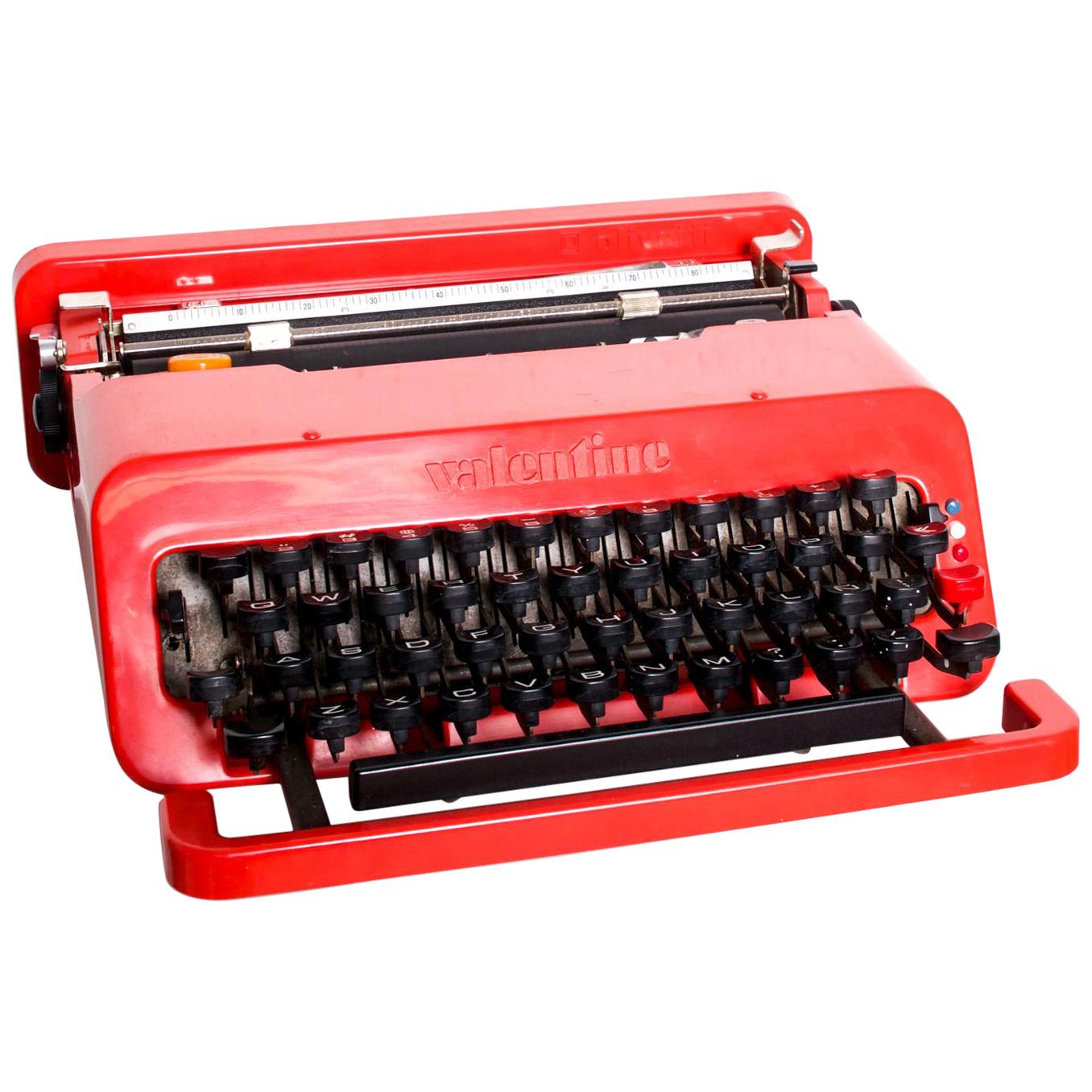 Vintage Olivetti RED Valentine Typewriter by Ettore Sottsass Memphis