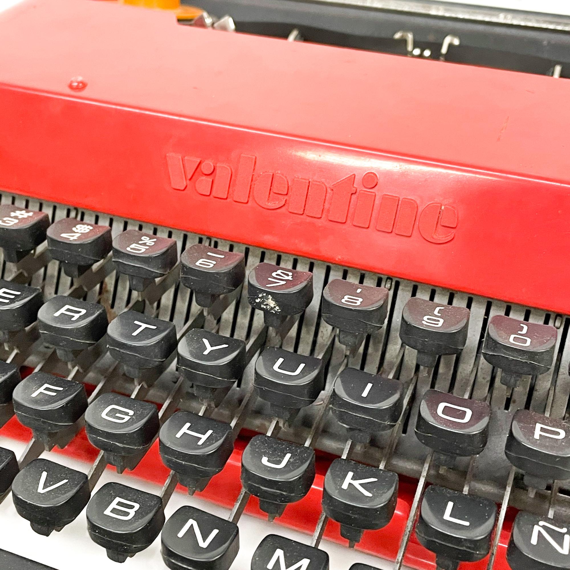 Italian Vintage Olivetti Red Valentine Typewriter by Ettore Sottsass Memphis