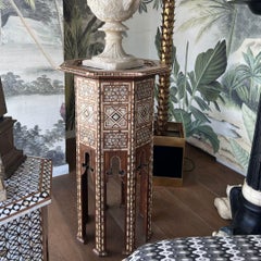 Vintage 1930's Olivewood, Mother of Pearl & Bone Moroccan Tea Table