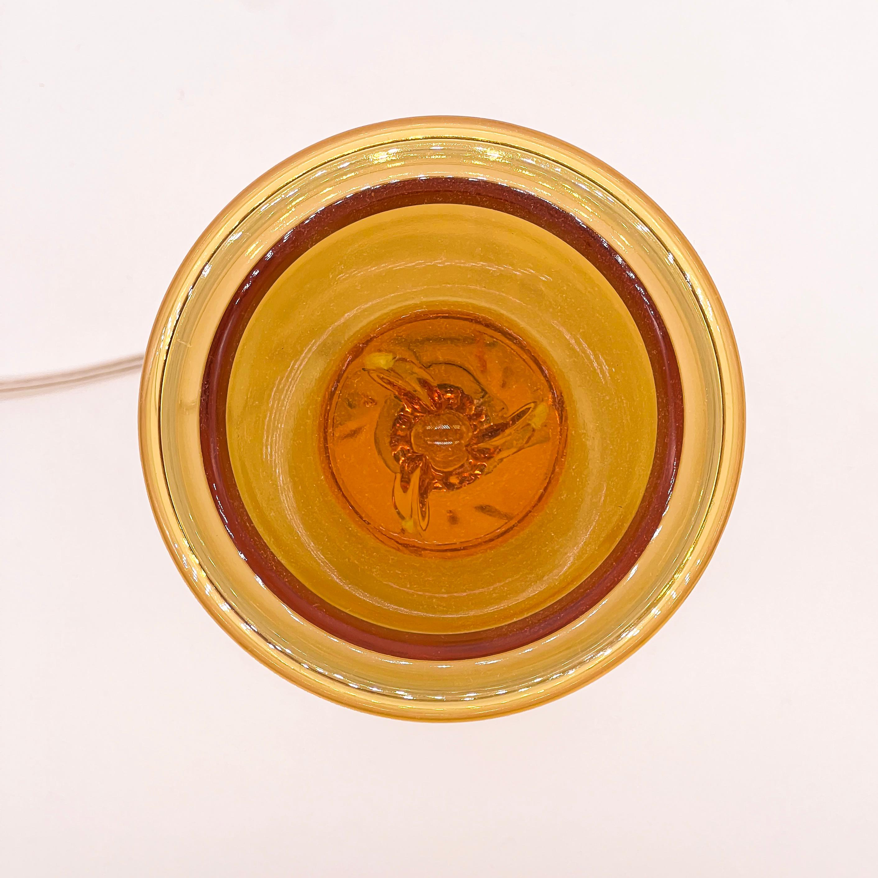 XXI secolo e contemporaneo Lampada da tavolo vintage Oluce Nerolia in vetro trasparente e arancione, design italiano in vendita