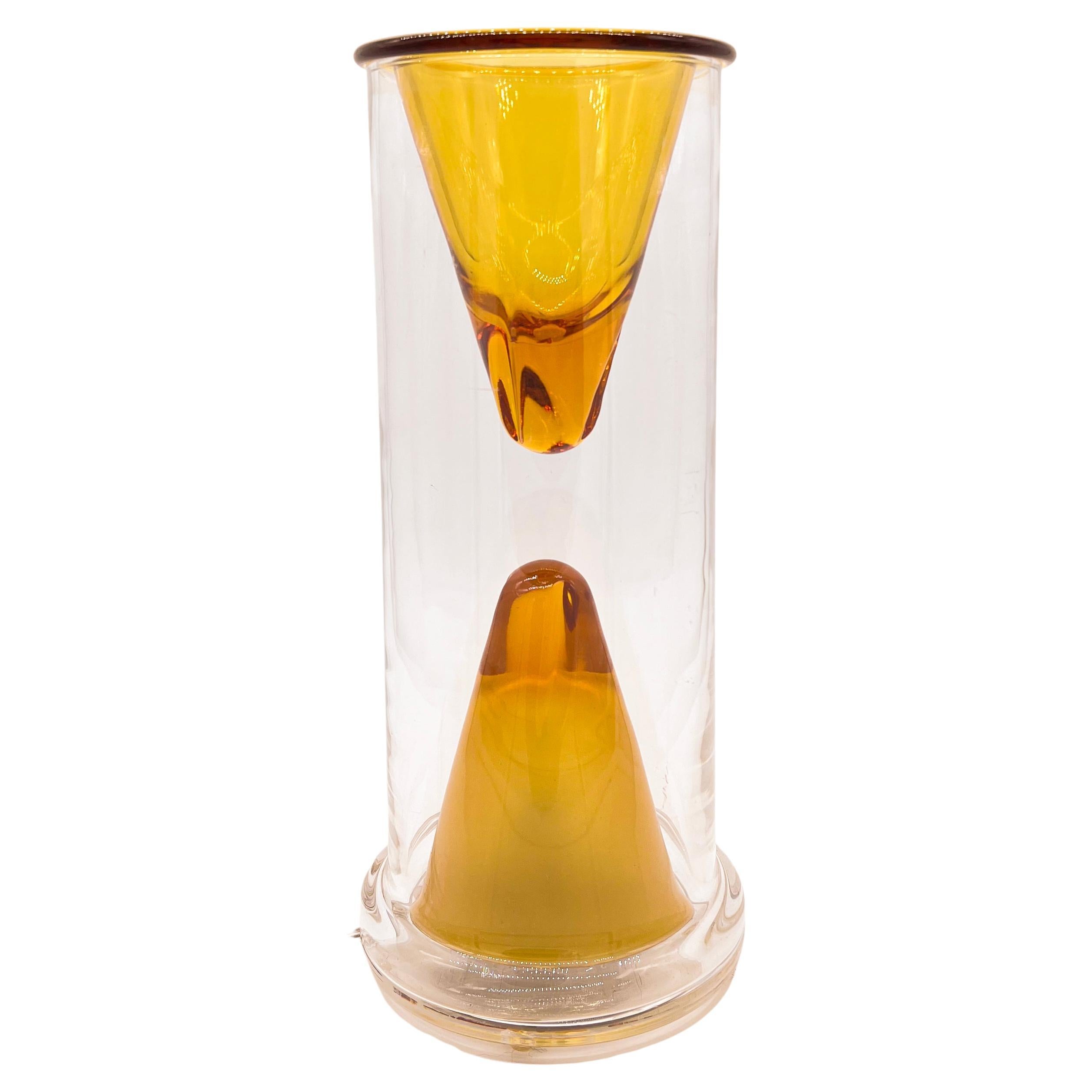 Vintage Oluce Nerolia Table Lamp in Clear and Orange Glass, Italian Design
