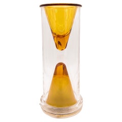 Vintage Oluce Nerolia-Tischlampe aus klarem und orangefarbenem Glas, italienisches Design