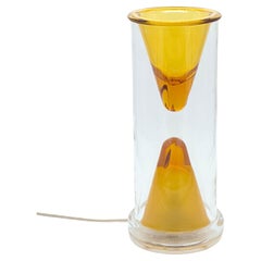 Vintage Oluce Nerolia Tischlampe aus klarem und orangefarbenem Glas, italienisches Design