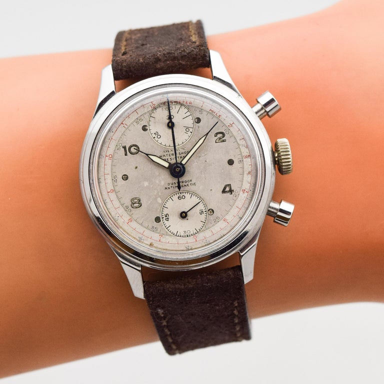 Vintage Olympic Chronograph Stainless Steel Watch, 1950s For Sale at ...