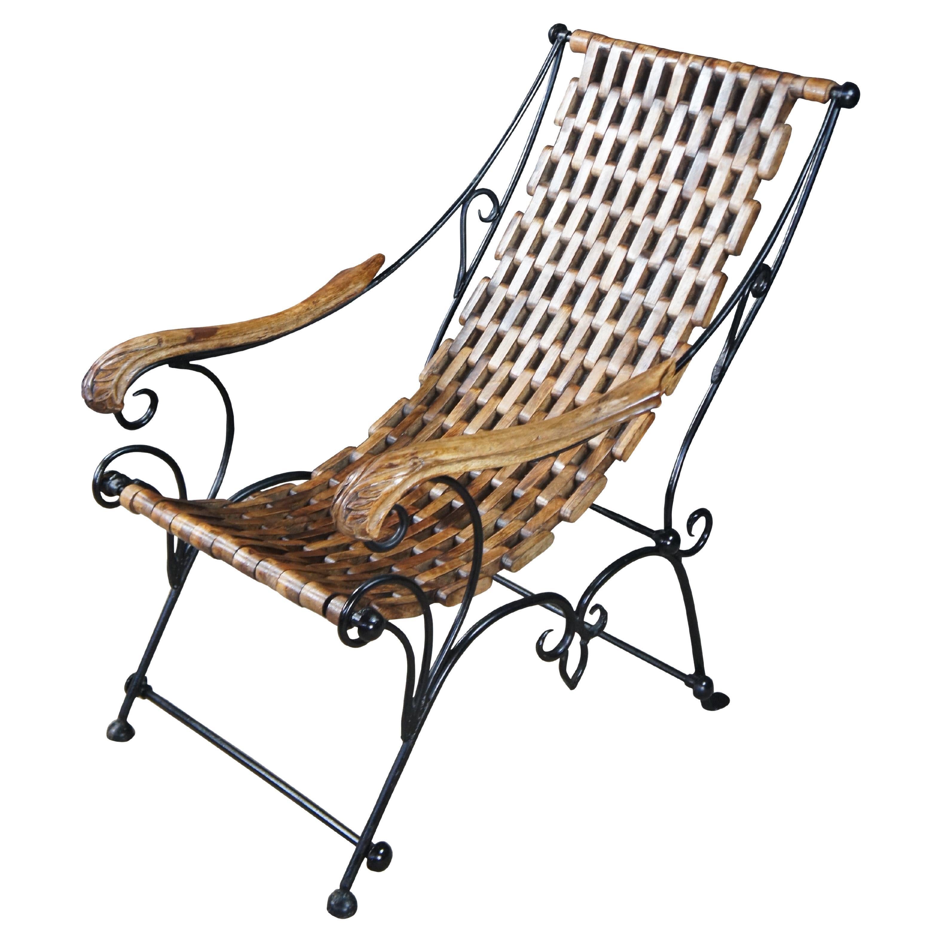 Vintage Omani gescrollt Schmiedeeisen Teak Sattel Sitz Lounge Sessel im Angebot