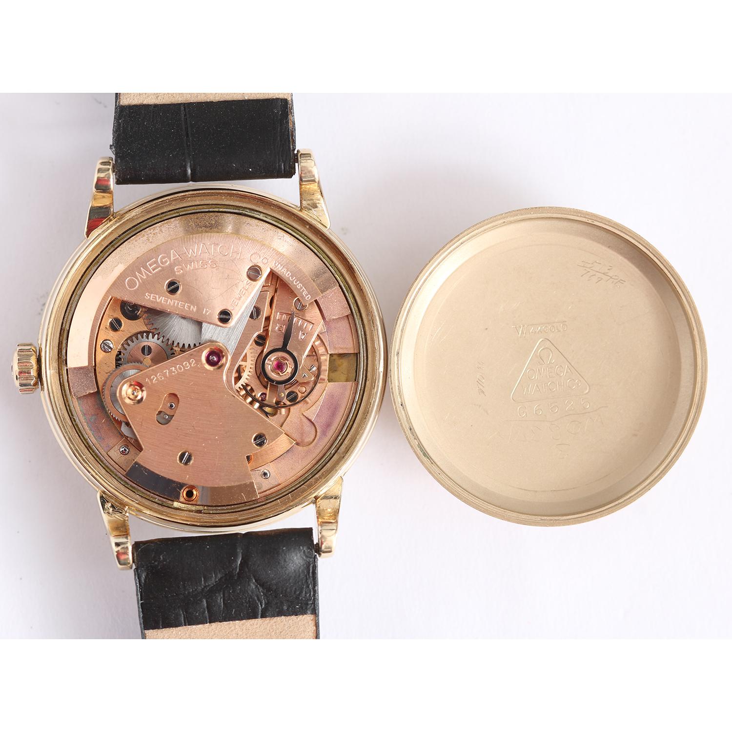 Women's or Men's Vintage Omega 14 Karat Yellow Gold Automatic Watch