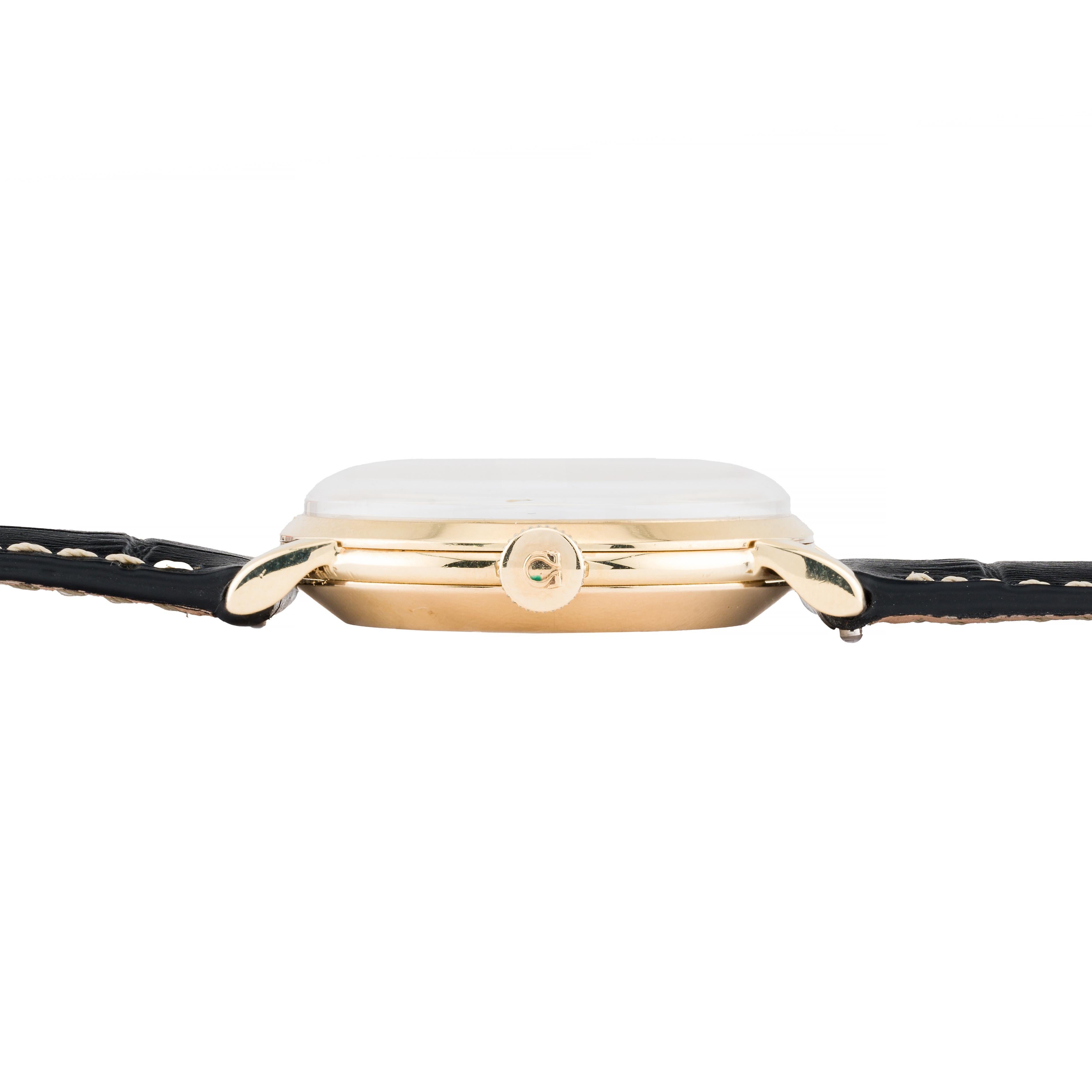 Men's Vintage Omega 14 Karat Yellow Gold Mens Sweep Seconds Dress Wrist Watch