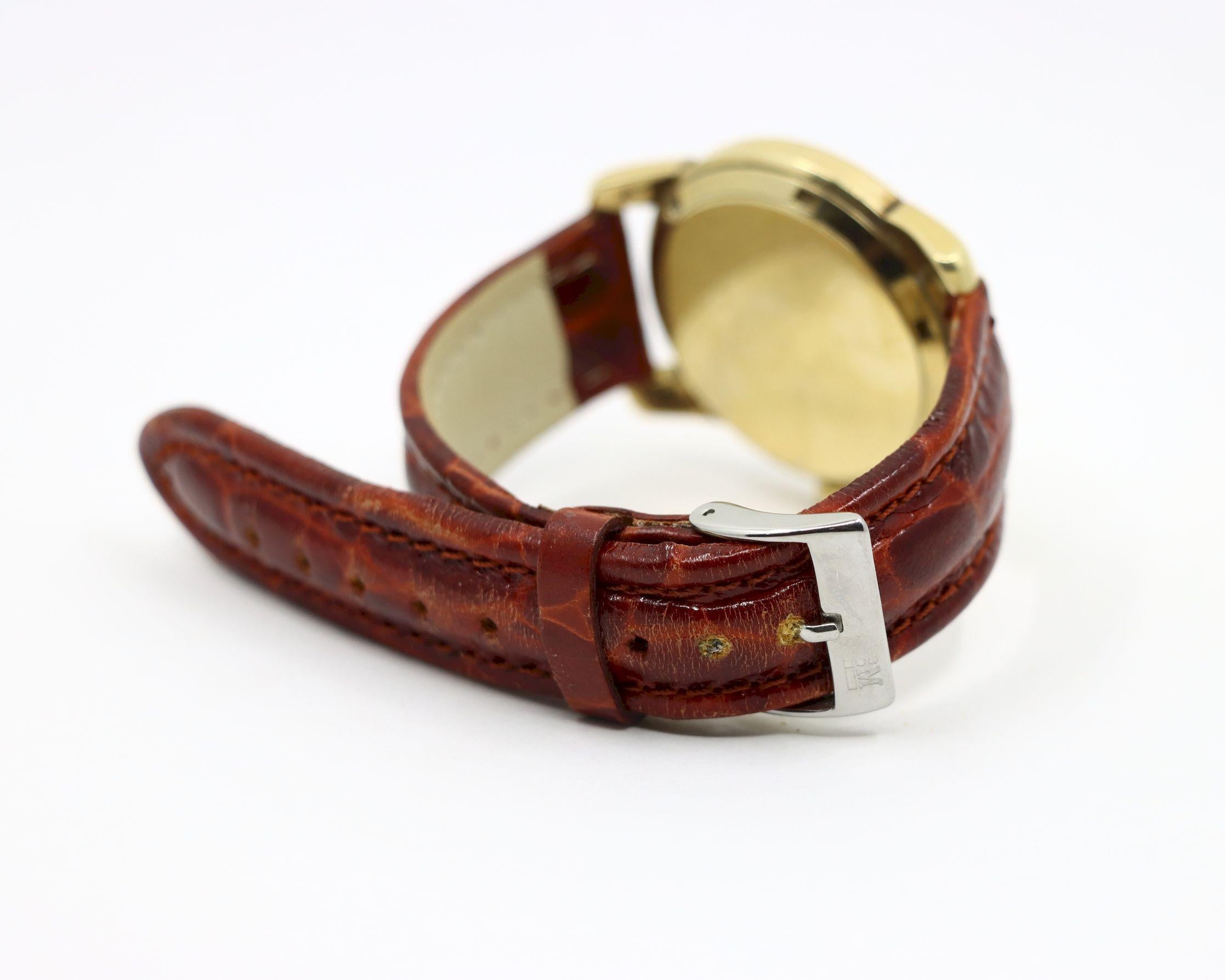Montre Vintage Omega 14K Gold Automatic Seamaster Brown Leather en vente 8