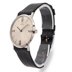 Vintage Omega 14k White Gold Diamond Hand Wind Men's Dress Watch