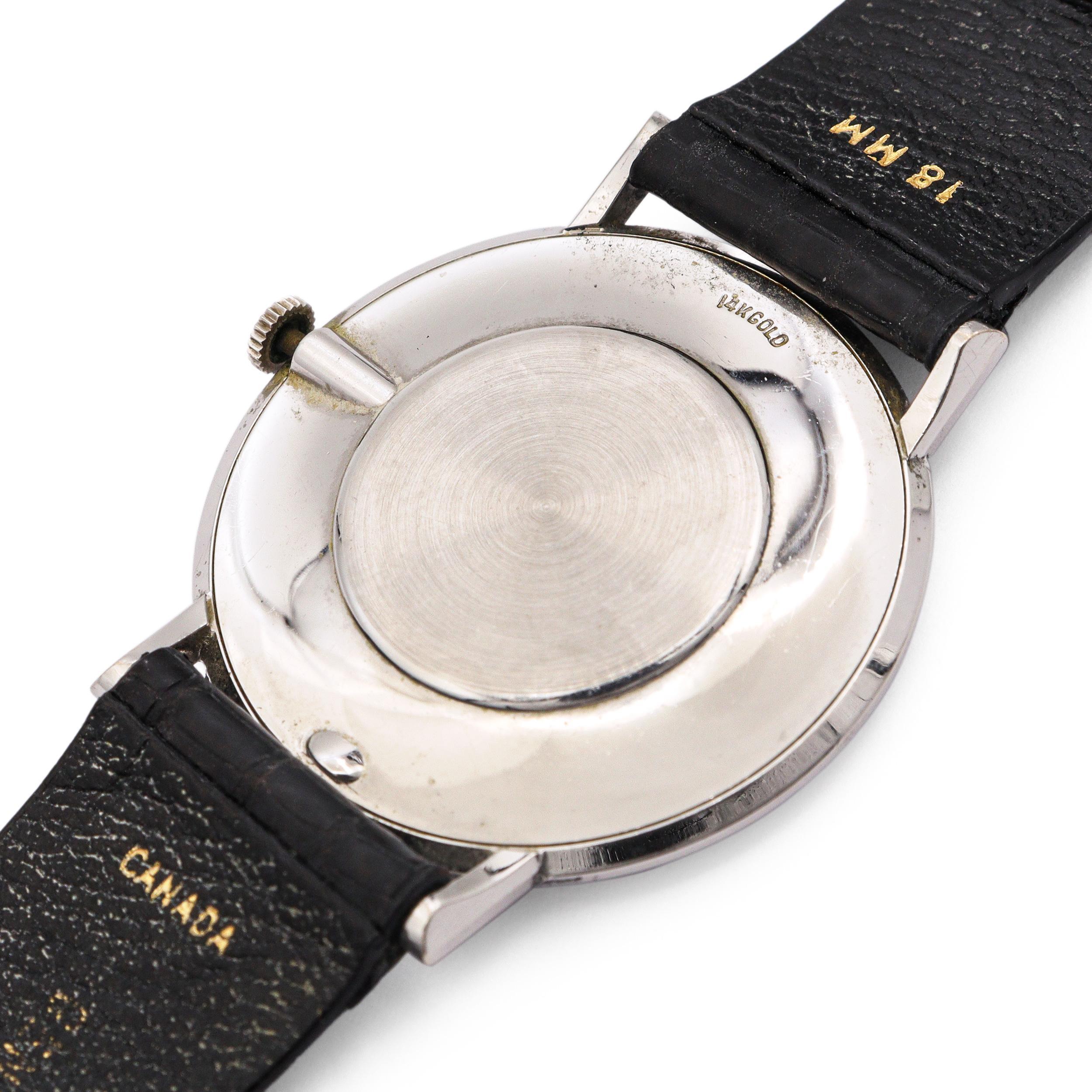 Vintage Omega 14k Weißgold Diamant Hand Wind Herrenuhr Kleid im Angebot 1