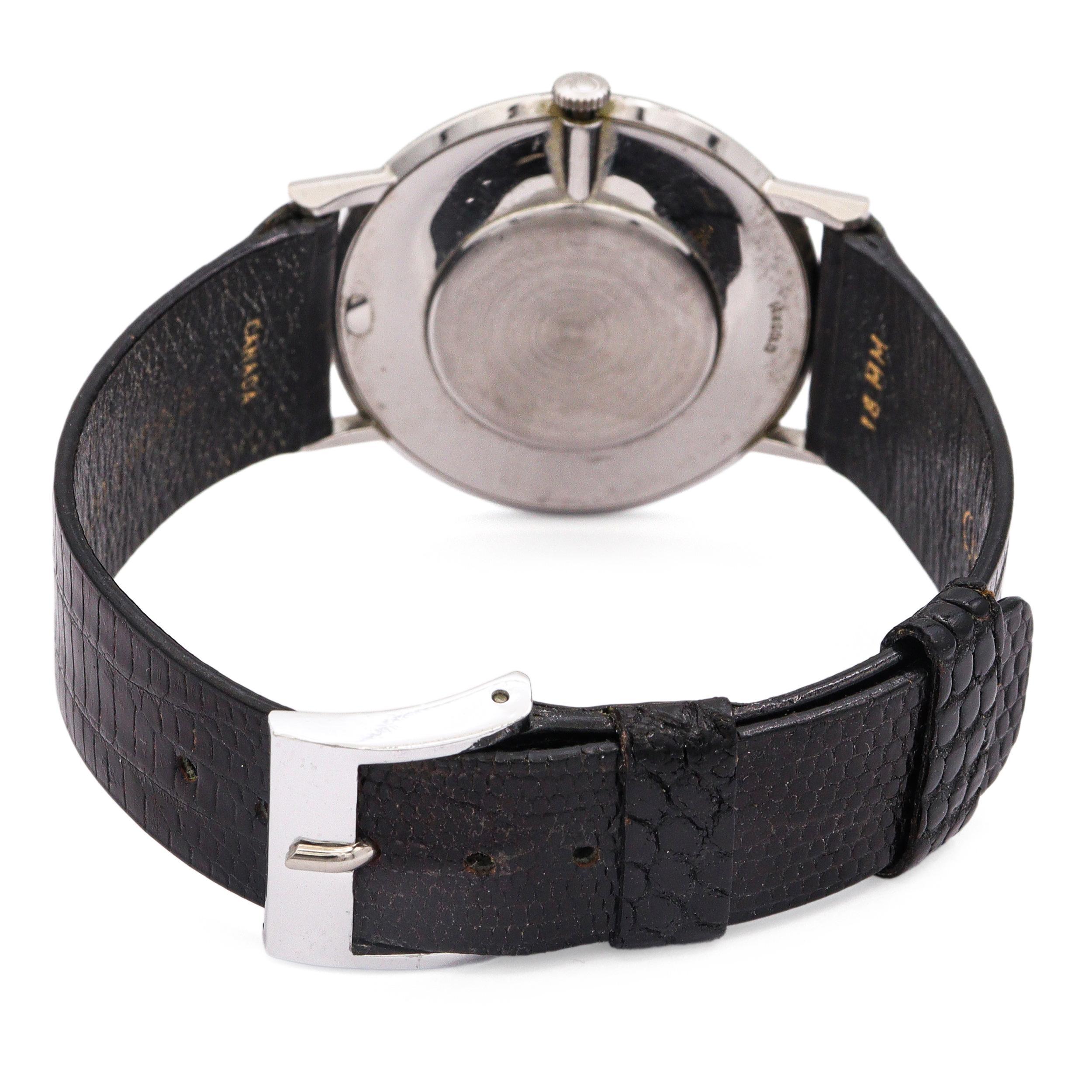 Vintage Omega 14k Weißgold Diamant Hand Wind Herrenuhr Kleid im Angebot 2