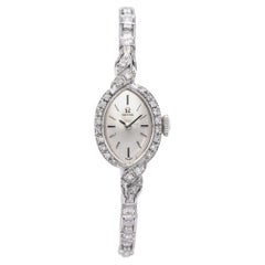 Vintage Omega 14k White Gold Diamond Women's Watch