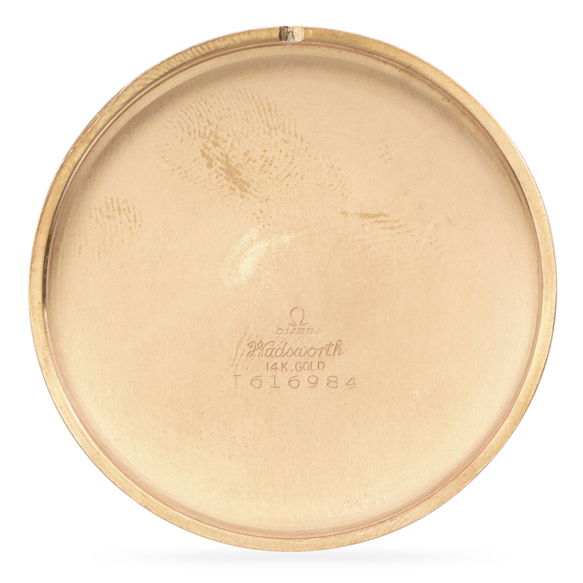 Schweizer Vintage Omega 14K Gelbgold 17 Juwelen Schweizer Taschenuhr im Zustand „Gut“ in New York, NY