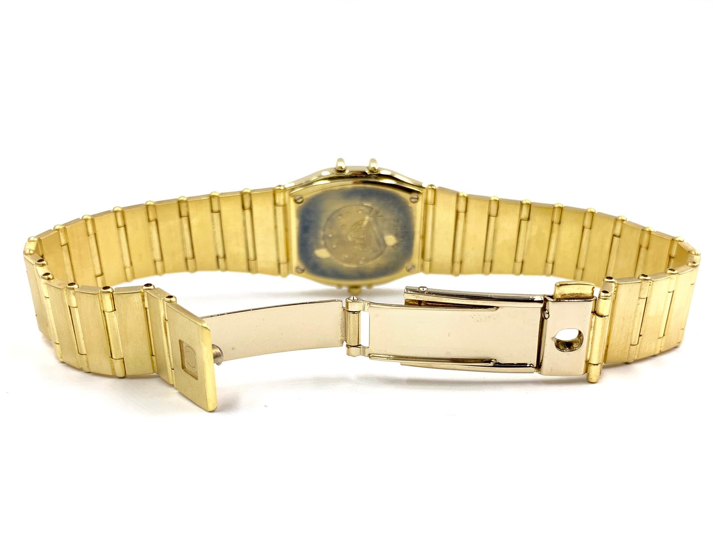 Women's Vintage Omega 18 Karat Gold Constellation Manhattan Bracelet Quartz Watch For Sale