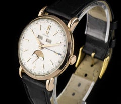 Vintage Omega 18k Rose Gold Triple Calendar Moonphase Watch 2473