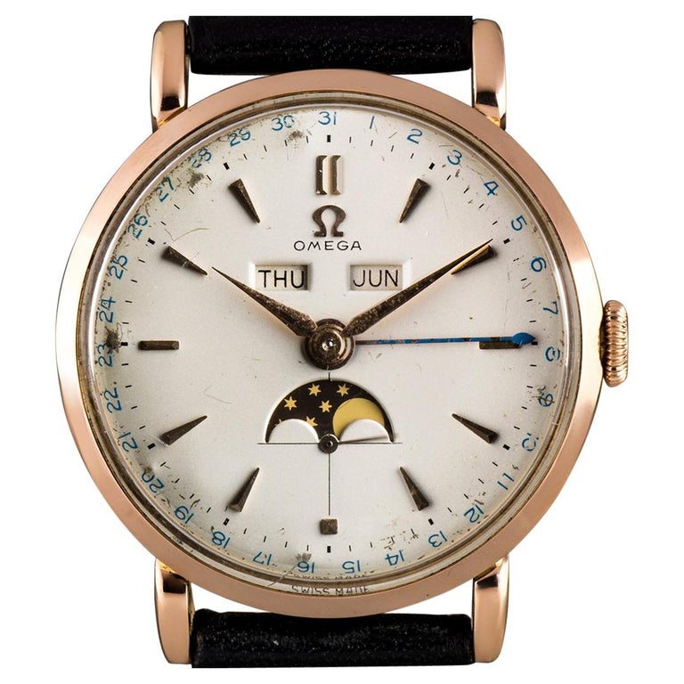 Triple Calendar Moonphase Watch Rolex Dark Star Vintage Omega 18k