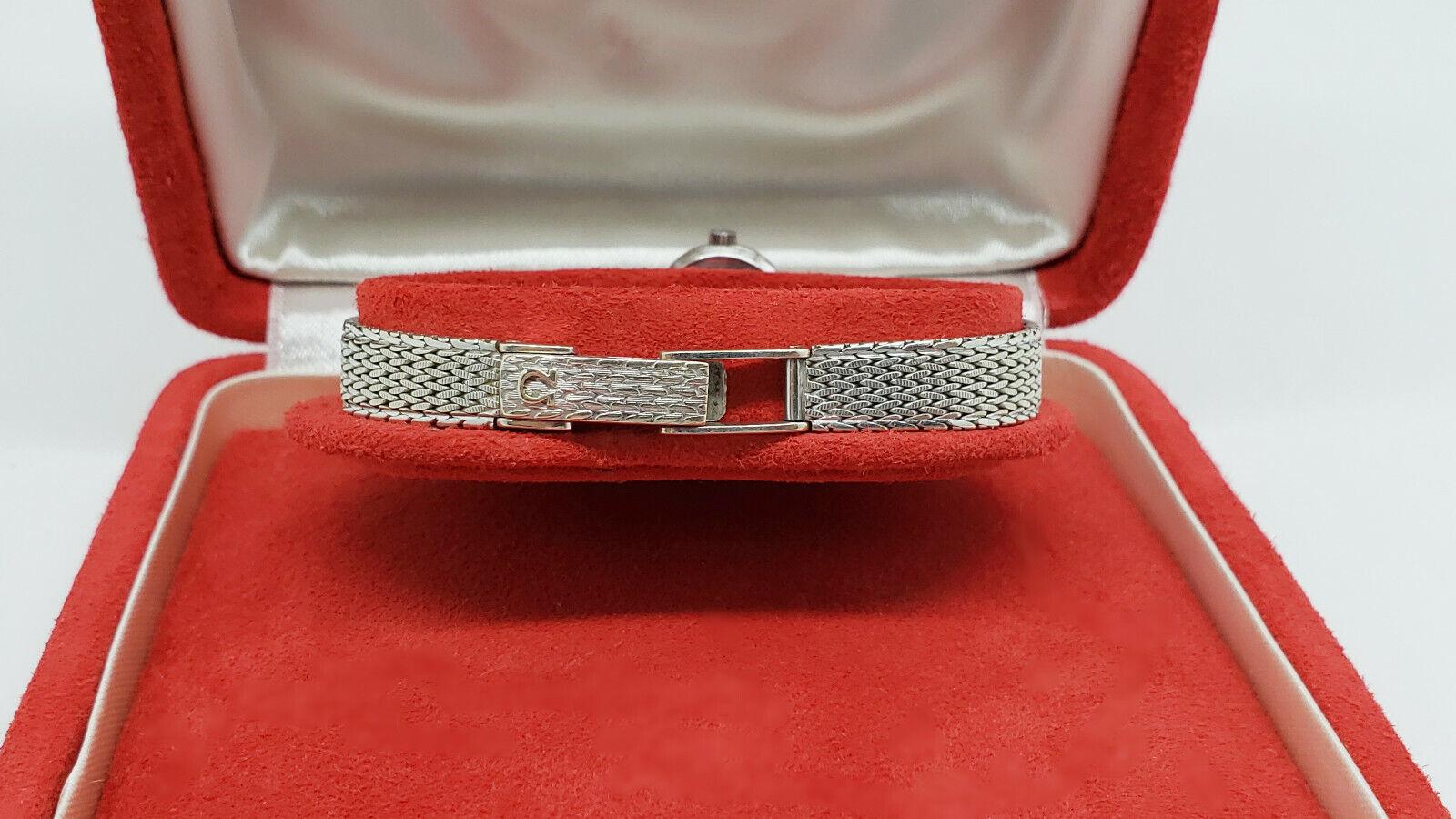 Vintage Omega 18k Solid White Gold Ladies Mesh Band Watch 76309 - 23.4g For Sale 1