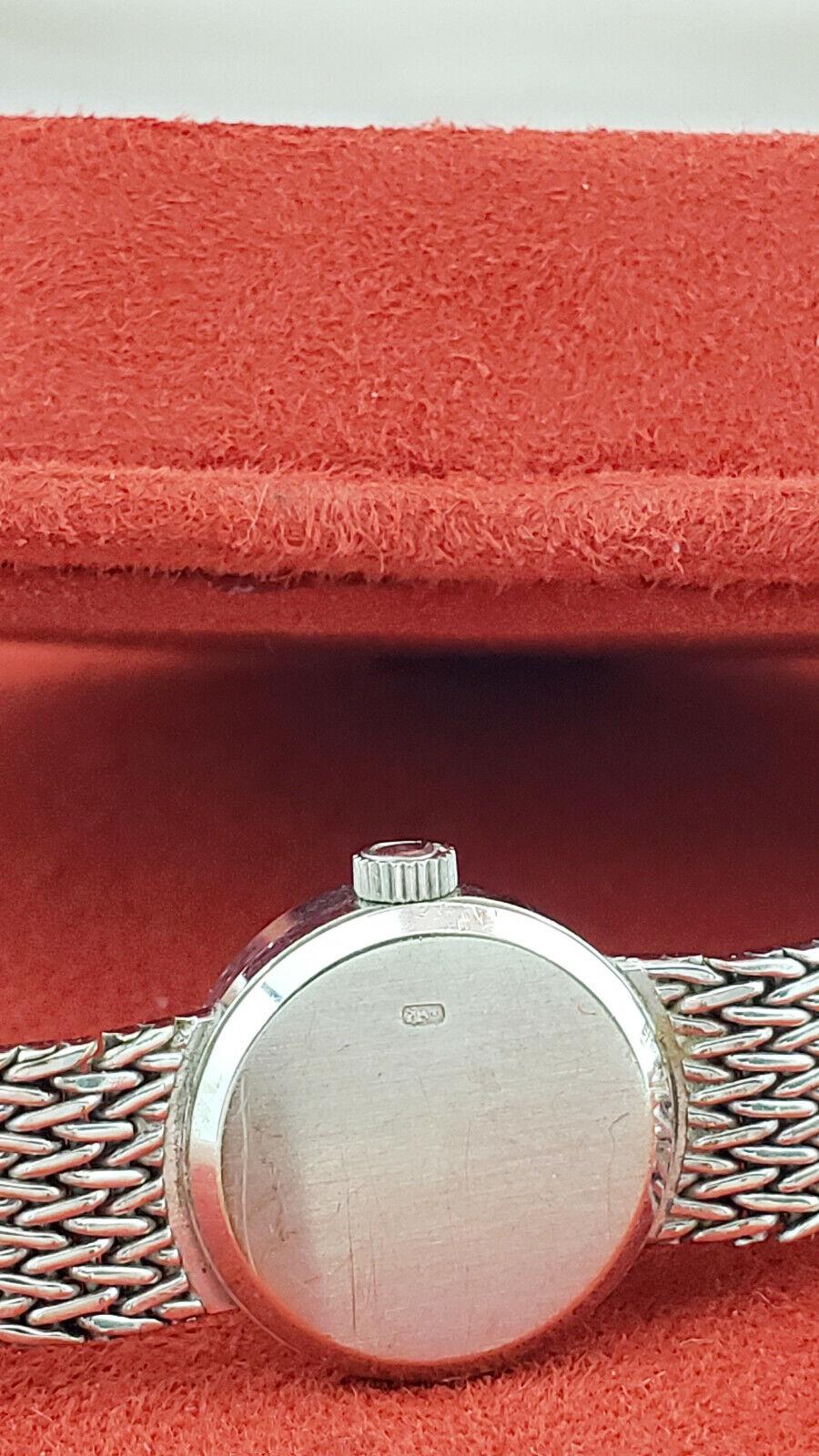 Vintage Omega 18k Solid White Gold Ladies Mesh Band Watch 76309 - 23.4g For Sale 3