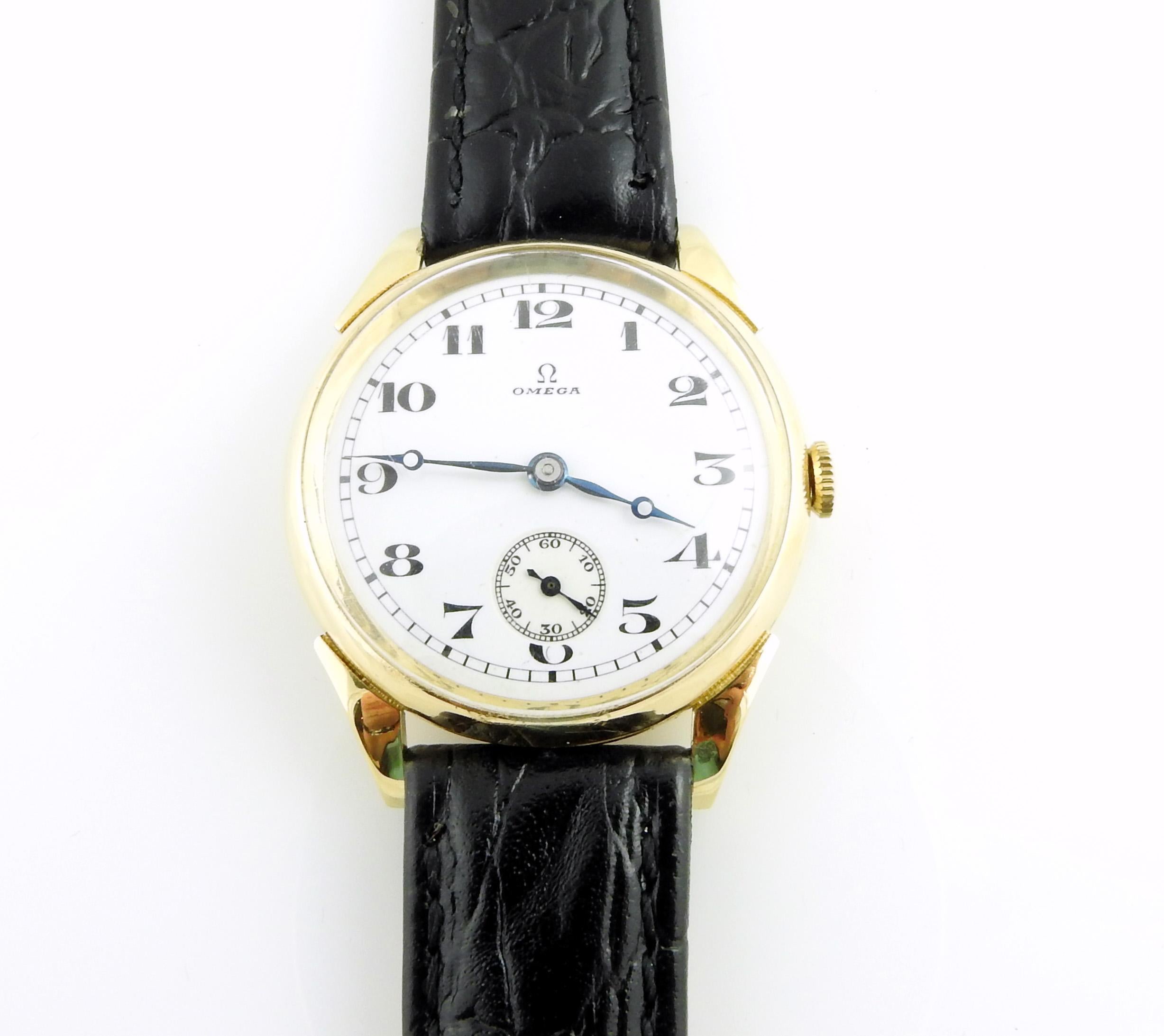 Vintage Omega 18K Yellow Gold Automatic Men's Watch White Dial 3