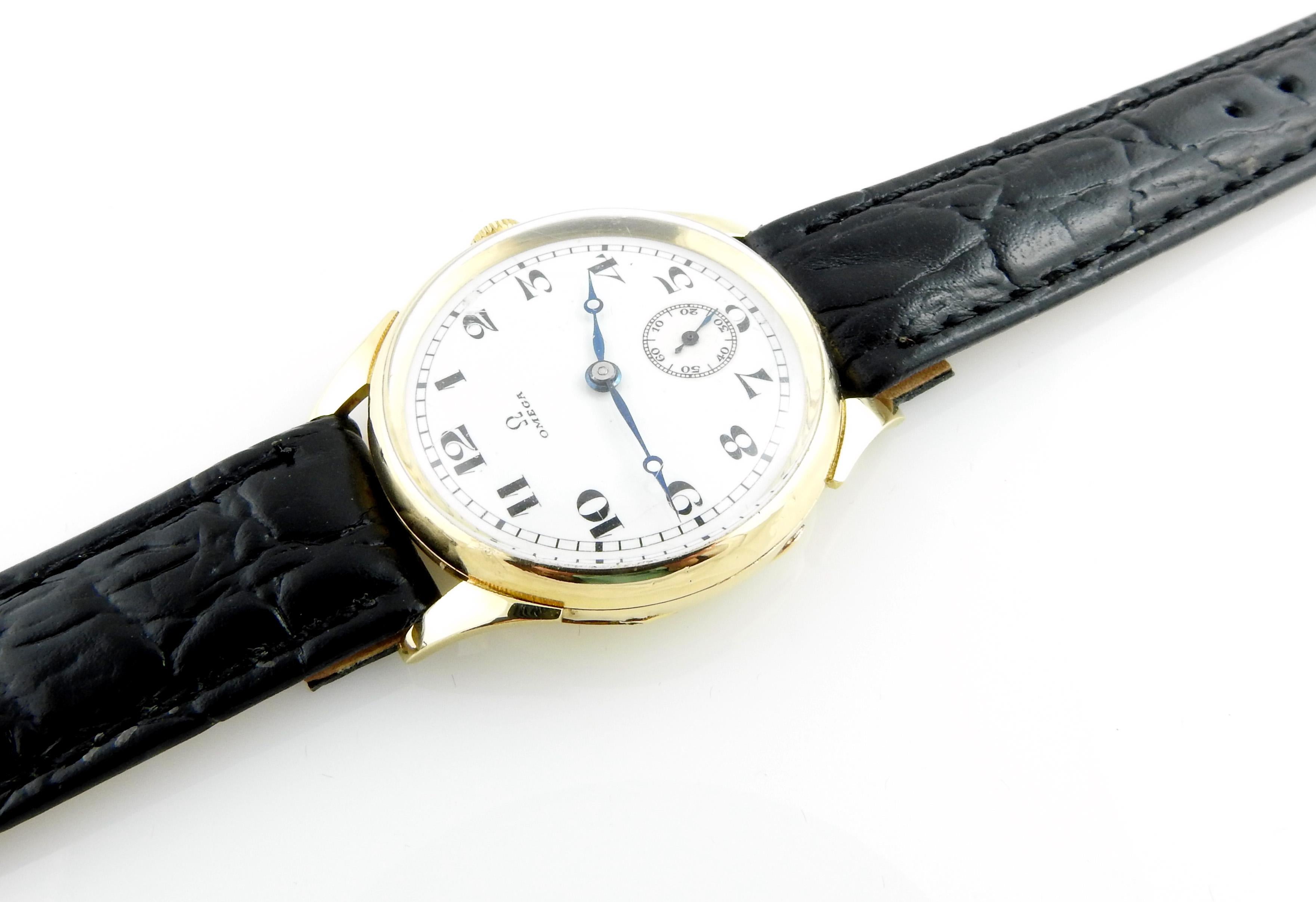 Vintage Omega 18K Yellow Gold Automatic Men's Watch White Dial 4
