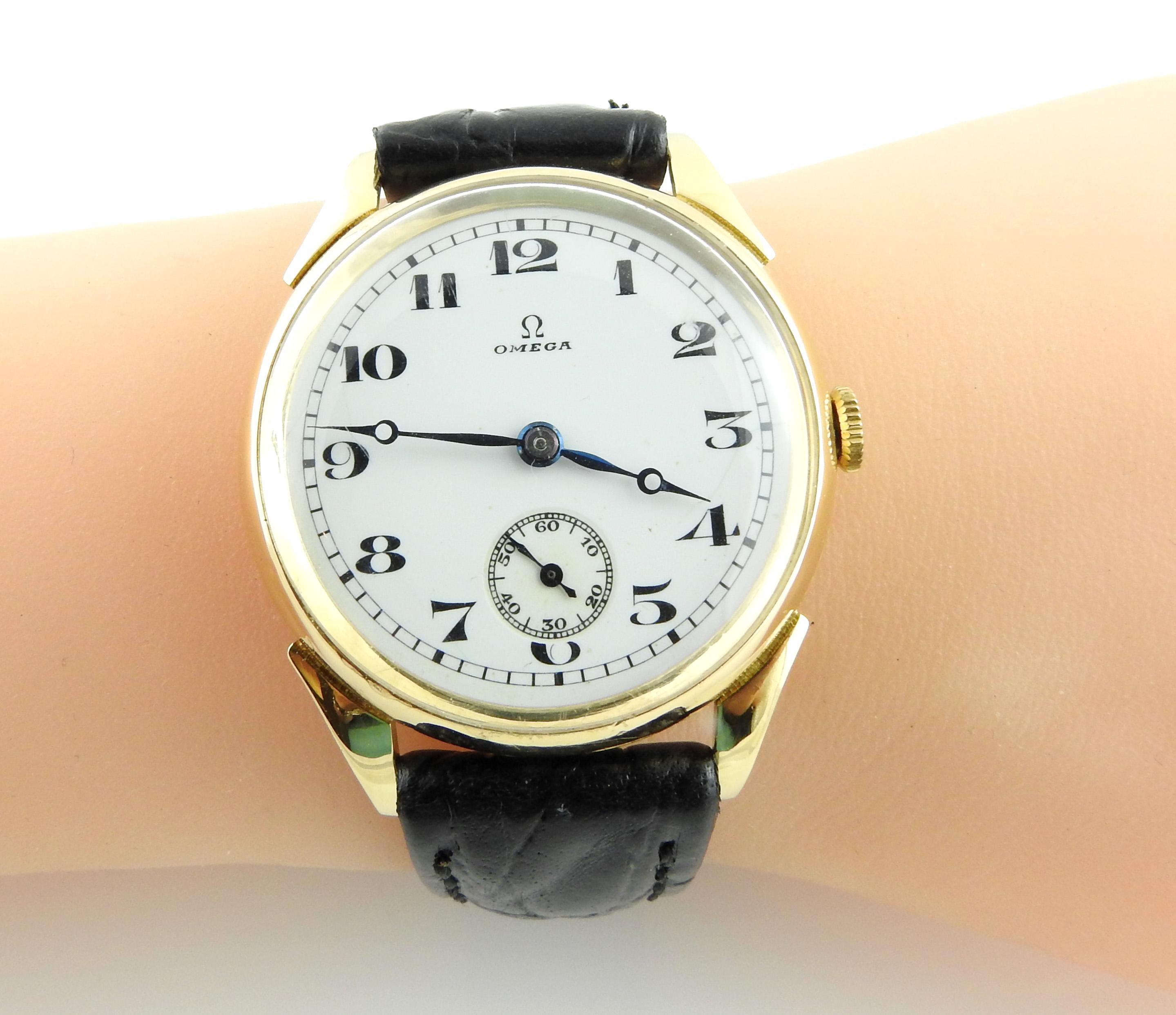 Vintage Omega 18K Yellow Gold Automatic Men's Watch White Dial 6