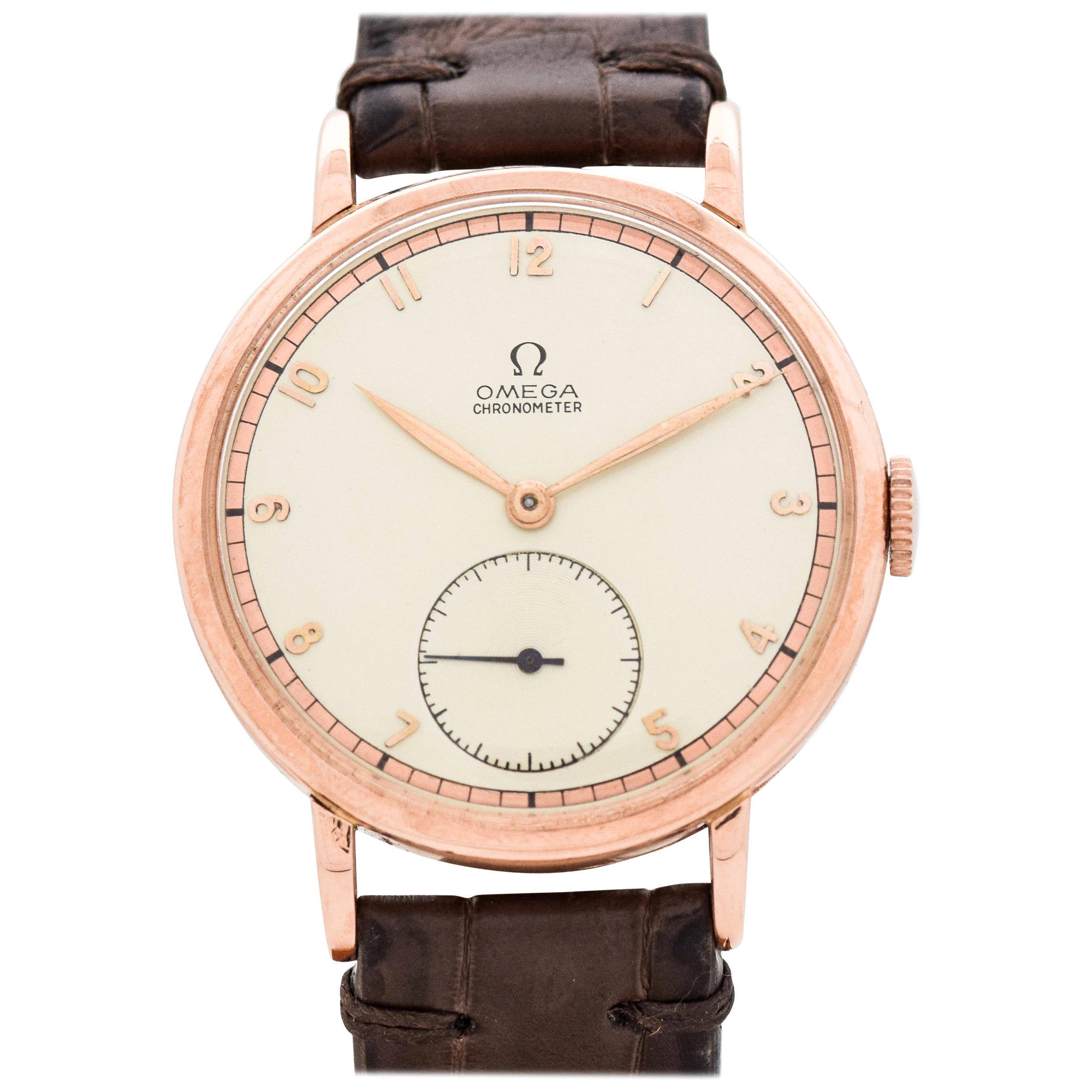 Vintage Omega Chronometer 14 Karat Rose 