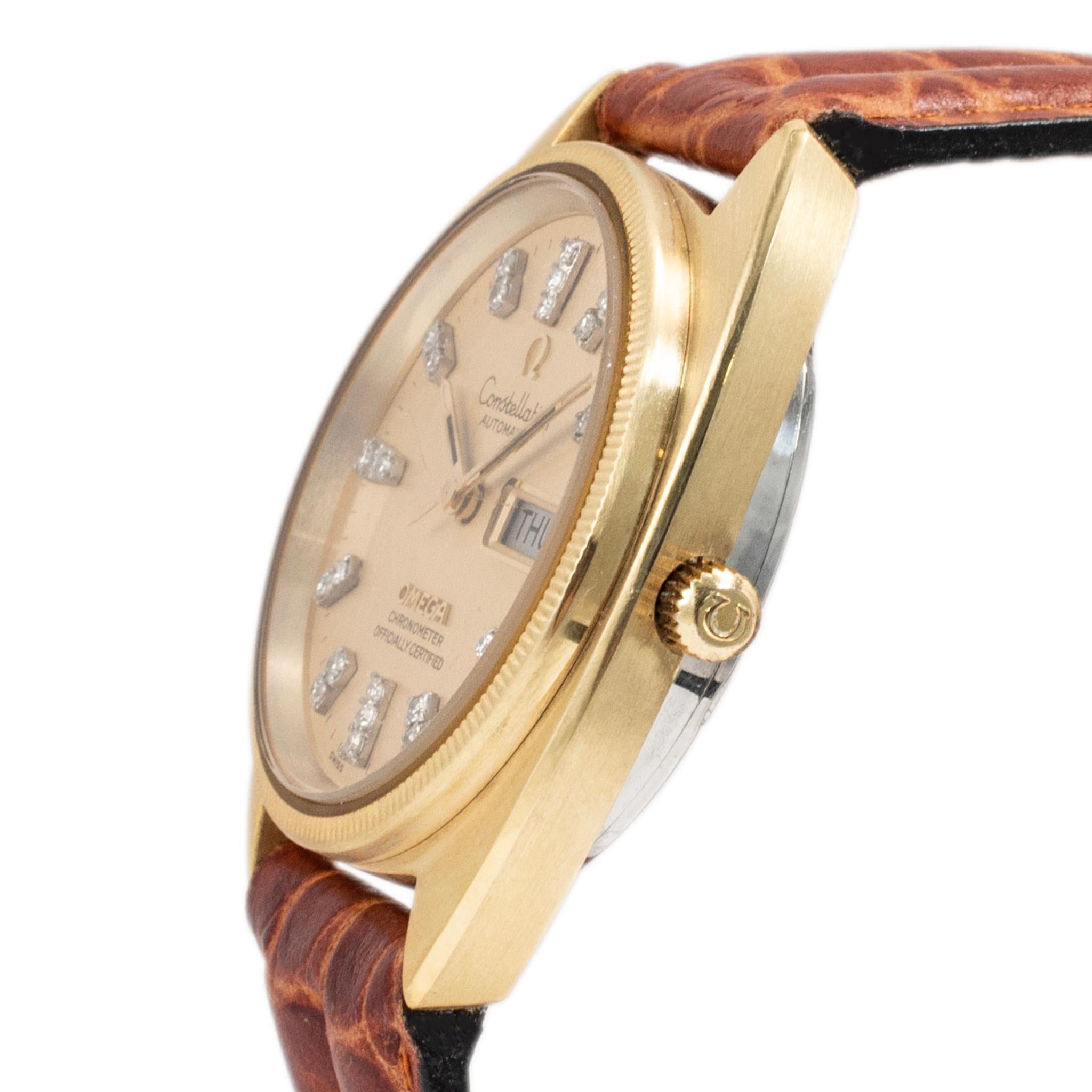 Taglio rotondo Omega Constellation 35MM 1680057 Orologio automatico con quadrante diamantato Omega Constellation 35MM 1680057 Orologio automatico con quadrante diamantato Omega Constellation 35MM 1680057 Orologio automatico ⧏34⧐